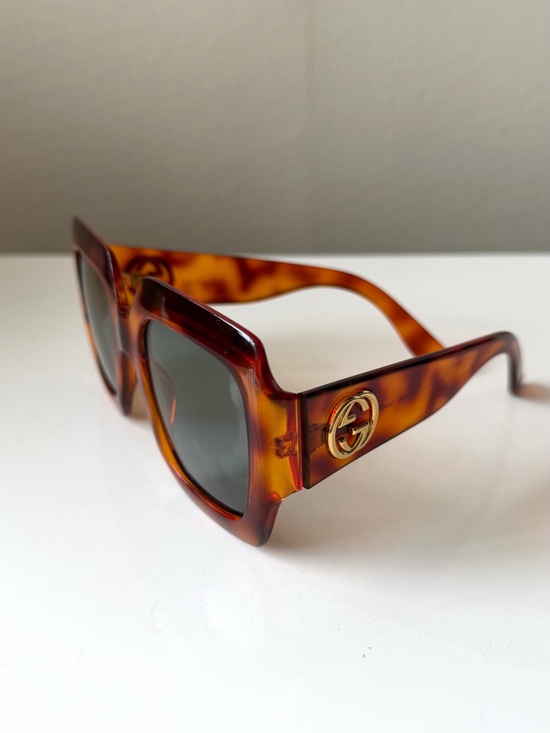 Gucci Accessories - Gucci Tortoiseshell Square Sunglasses with Gold GG Accent